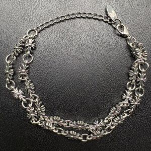 8.5" Double Strand Gothic Cross Link Bracelet Y2K Layered Punk Grunge Alt Style
